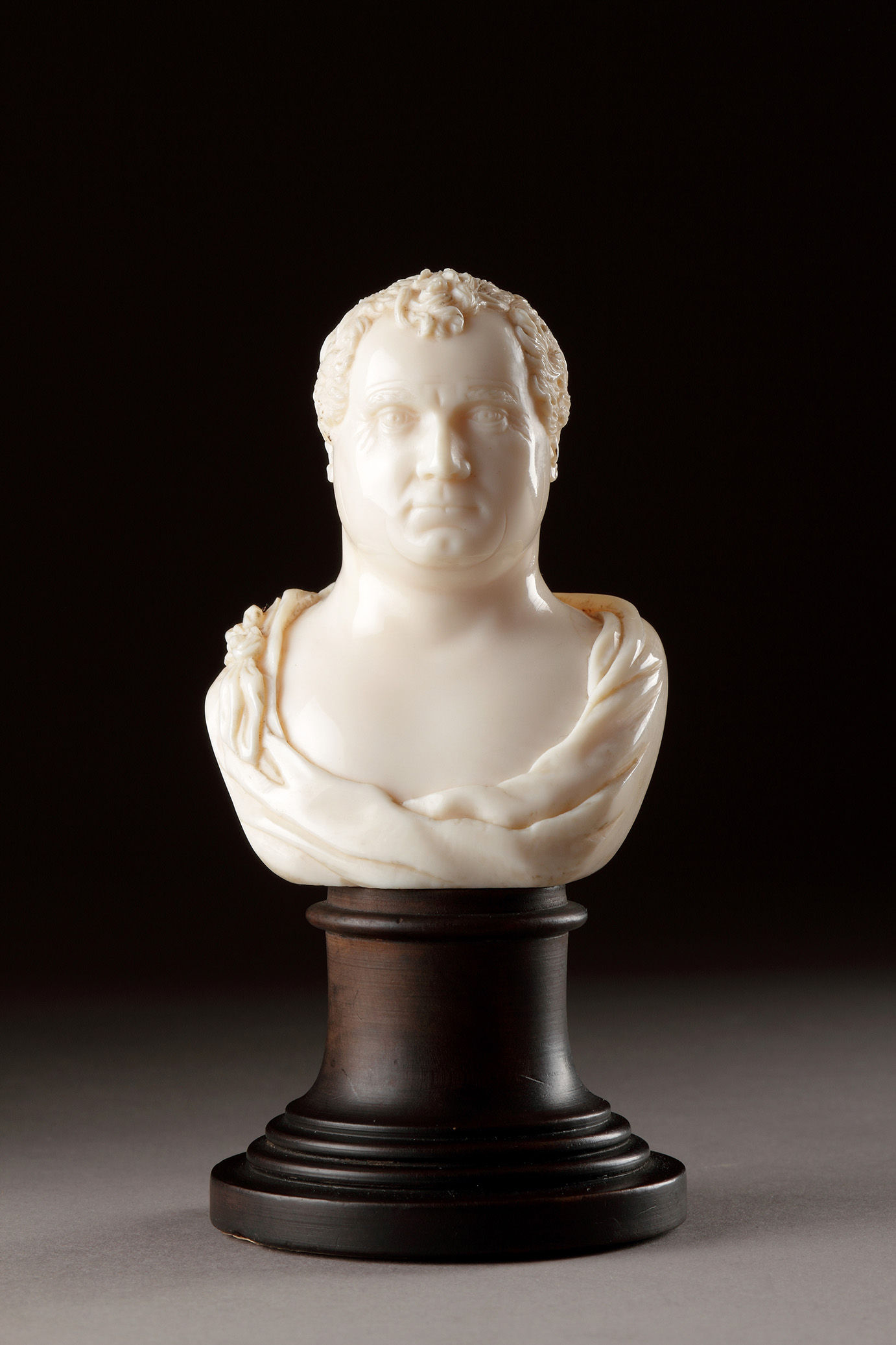 English Regency ‘After the Antique’ Carved Ivory Bust of the Emperor Titus